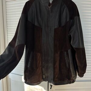 Dero By Rocco D’Amelio patchwork Chocolate Brown Leather and Suede Jacket